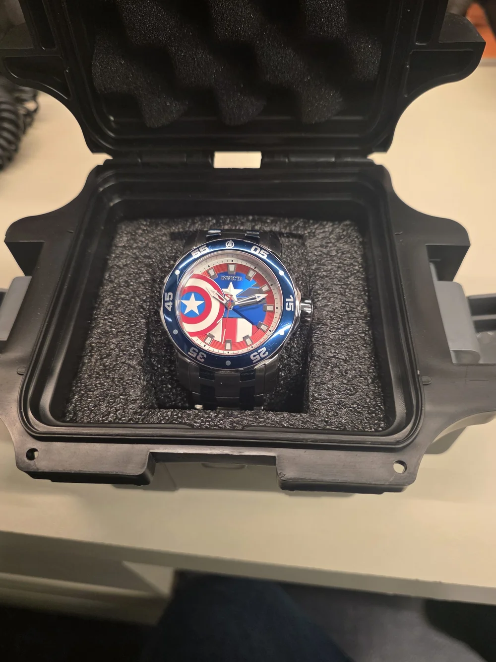 Invicta Men's Watch Red, Blue, and White Captain America Dial